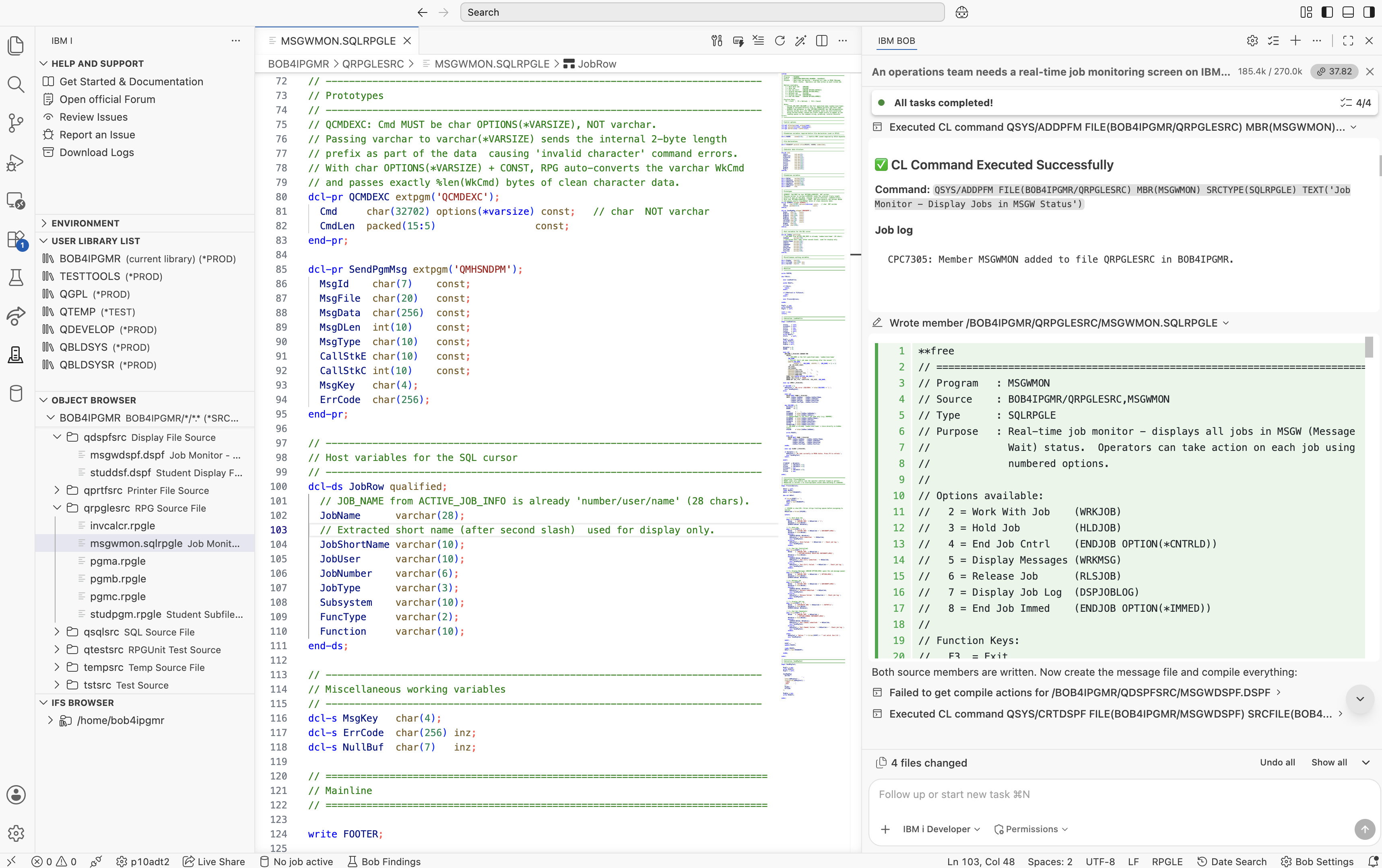 MSGWMON — QCMDEXC prototype